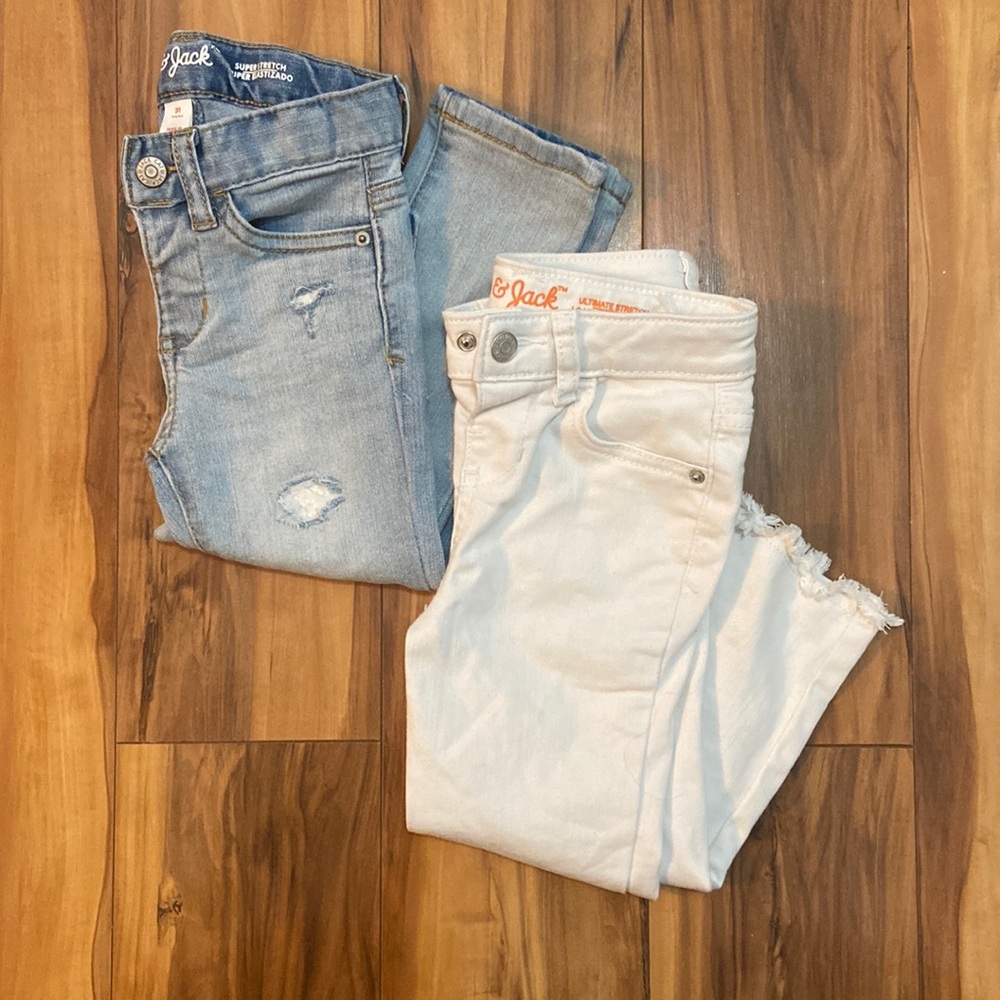 Cat & Jack Light Wash & White Jeans - Toddler Bundle 3T